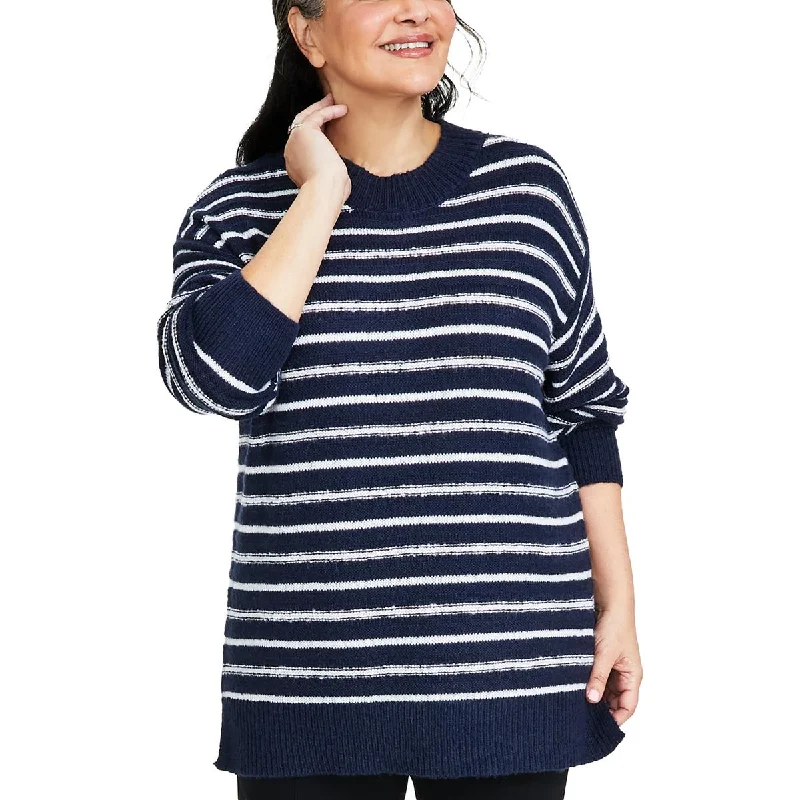 Style & Co. Womens Plus Knit Striped Pullover Sweater