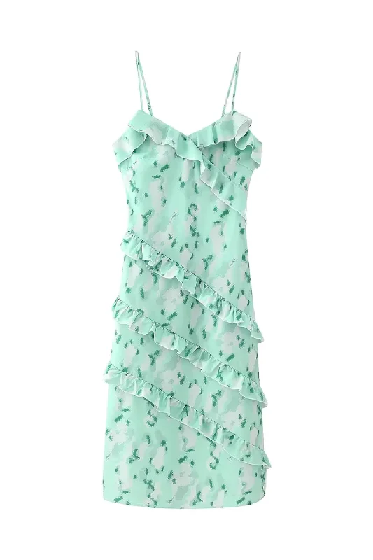 'Dolly' Sleeveless Printed Ruffled Dress