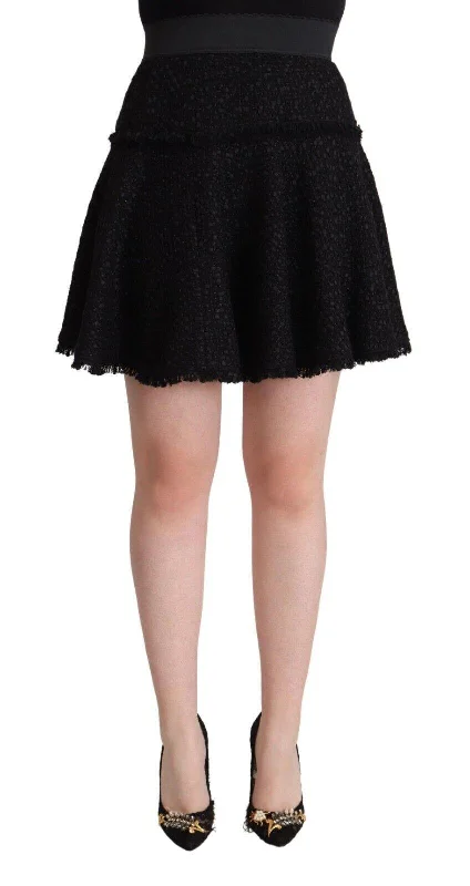 Dolce & Gabbana  Black Tweed A-Line Skirt