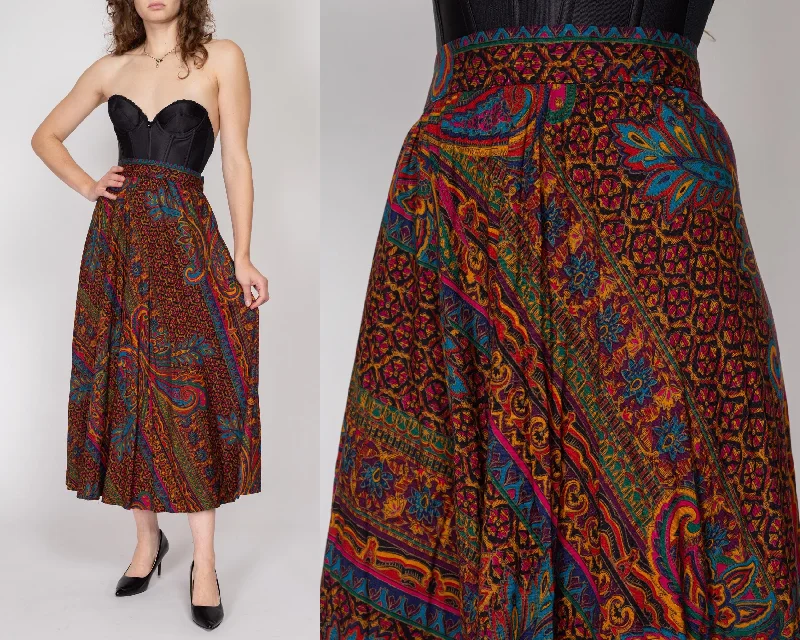 Large 80s Baroque Jewel Tone Floral Maxi Skirt