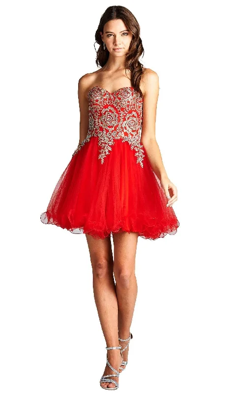 Aspeed Design - Strapless Embroidered A-line Homecoming Dress