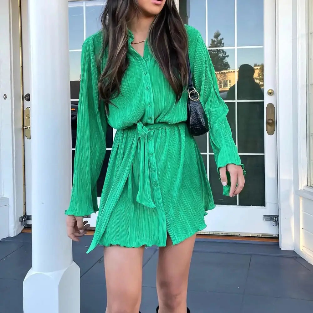 Stylish Tie-Up Shirt Dress