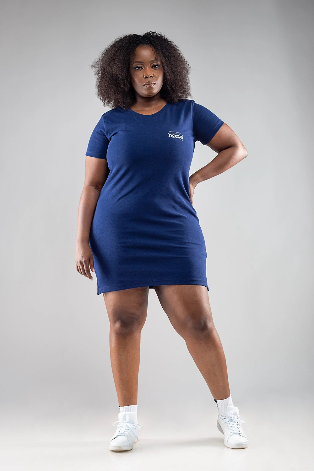 T-Shirt Dress - Navy Blue Elegant Shirt Gown