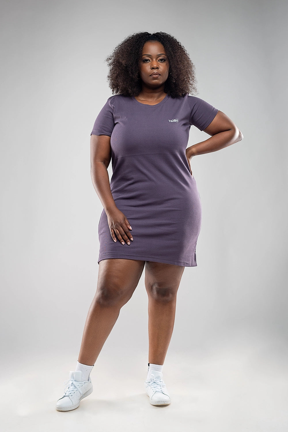 T-Shirt Dress - Rich Purple Button Front Shirt